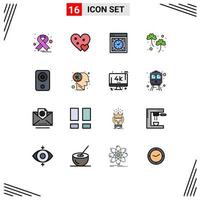 Universal Icon Symbols Group of 16 Modern Flat Color Filled Lines of computers irish computer ireland web Editable Creative Vector Design Elements