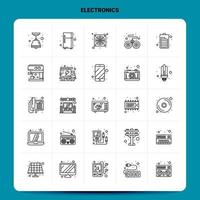 contorno 25 conjunto de iconos electrónicos diseño de estilo de línea vectorial conjunto de iconos negros paquete de pictogramas lineales ideas de negocios web y móviles diseño ilustración vectorial vector