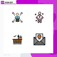 4 Universal Filledline Flat Colors Set for Web and Mobile Applications arrows male employee ways preacher Editable Vector Design Elements