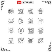 16 User Interface Outline Pack of modern Signs and Symbols of computers ruler science education day Editable Vector Design Elements