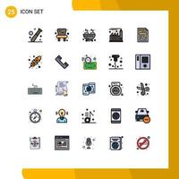 Universal Icon Symbols Group of 25 Modern Filled line Flat Colors of autumn document barbecue file factory Editable Vector Design Elements