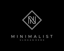 Letter N Monogram Minimalist Minimalism Line Elegant Rhombus Frame Border Vector Logo Design