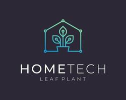 House Plant Pot Leaf Potted Circuit Technology Digital Electronic Connection Vector Logo Design