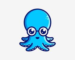 mascota cuco pulpo tentáculo cefalópodo calamar dibujos animados carácteres infantil ilustración vector