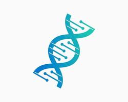 DNA Strand Helix Science Genetic Genome Laboratory Technology Digital Futuristic Vector Logo Design