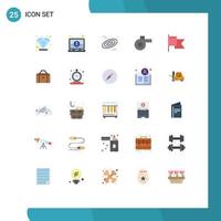 User Interface Pack of 25 Basic Flat Colors of equipment mark rotation flag whistle Editable Vector Design Elements