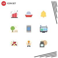 Pack of 9 creative Flat Colors of mobile application application notification baloon park Editable Vector Design Elements