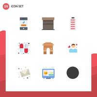 9 Flat Color concept for Websites Mobile and Apps culture medicine house capsule energy Editable Vector Design Elements