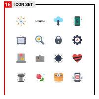 Group of 16 Flat Colors Signs and Symbols for phone lock male app up Editable Pack of Creative Vector Design Elements