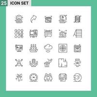 Mobile Interface Line Set of 25 Pictograms of pattern ram workflow memory chip Editable Vector Design Elements