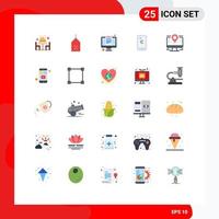 Universal Icon Symbols Group of 25 Modern Flat Colors of map euro computer payment online Editable Vector Design Elements