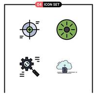 Universal Icon Symbols Group of 4 Modern Filledline Flat Colors of crosshair business scope food data Editable Vector Design Elements