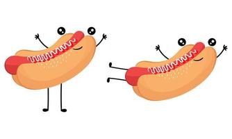 illustration of a hot dog with a cheerful face vector