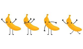 a collection of illustrations of bananas with cheerful faces vector