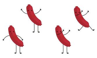 a collection of illustrations of sausages with cheerful faces vector