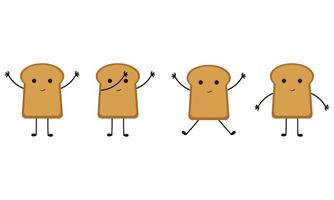 a collection of illustrations of breads with cheerful faces vector