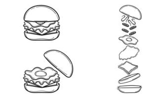 ilustración de dibujado a mano de hamburguesa vector