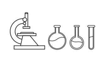 outline of a microscope and test tube vector