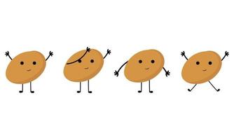 a collection of illustrations of potatoes with cheerful faces vector