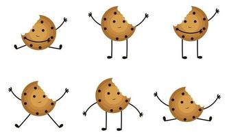 una colección de ilustraciones de galletas con caras alegres vector