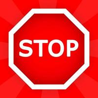 Stop sign icon on red background vector