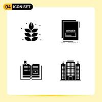 Pictogram Set of 4 Simple Solid Glyphs of lotus video fraud malicious education Editable Vector Design Elements