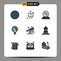 Universal Icon Symbols Group of 9 Modern Filledline Flat Colors of space telescope october spyglass globe Editable Vector Design Elements