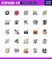 Coronavirus Awareness icon 25 Flat Color Filled Line icons icon included flu test tube bacteria blood test virus viral coronavirus 2019nov disease Vector Design Elements