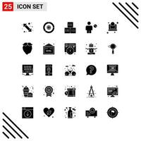 25 Thematic Vector Solid Glyphs and Editable Symbols of human body marketing blocked transportation Editable Vector Design Elements