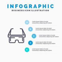 icono de línea de ojo médico de gafas virtuales con fondo de infografía de presentación de 5 pasos vector