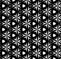 Black and white seamless abstract pattern. Background and backdrop. Grayscale ornamental design. Mosaic ornaments. Vector graphic illustration.