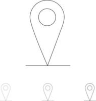 Location  Map Pin Bold and thin black line icon set vector