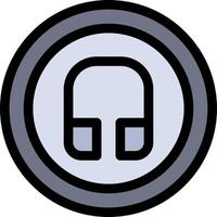 Earphone Headphone Basic Ui  Flat Color Icon Vector icon banner Template