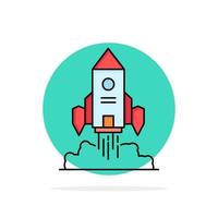 Rocket spaceship startup launch Game Flat Color Icon Vector