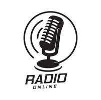 Online radio station vintage icon or symbol vector