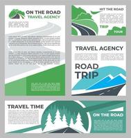 Road trip, travel agency posters and banners vector