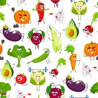 Cartoon vegetables on sport, pattern background vector