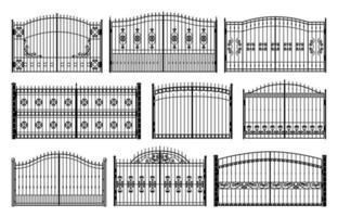 Mansion iron gates, metal fence grates collection vector