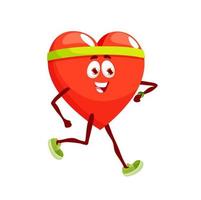 Cartoon running heart character with sport tracker vector