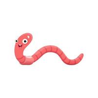 Cartoon earthworm, funny vector worm character
