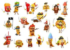Cartoon fast food pirates and corsairs characters