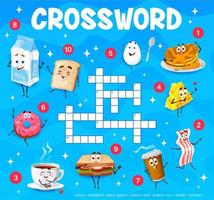 Crossword grid with cartoon breakfast characters vector