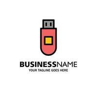 Usb Storage Data Business Logo Template Flat Color vector