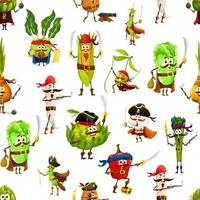 Cartoon pirate vegetables seamless pattern vector