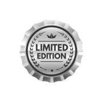 Limited edition product silver badge, metal label vector