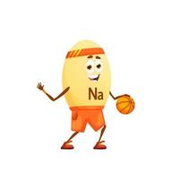 Cartoon sodium natrium basketball player character vector