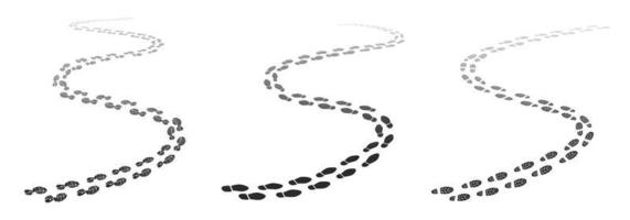 Walking footstep trace, boot footprint trails vector