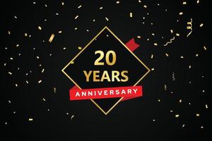 20 year anniversary banner design and red ribbon. vector