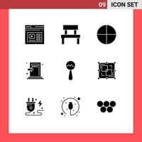 Universal Icon Symbols Group of 9 Modern Solid Glyphs of exit evacuate interior escape tablet Editable Vector Design Elements