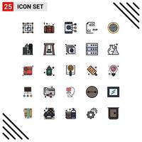 Pictogram Set of 25 Simple Filled line Flat Colors of document develop suitcase coding phone Editable Vector Design Elements